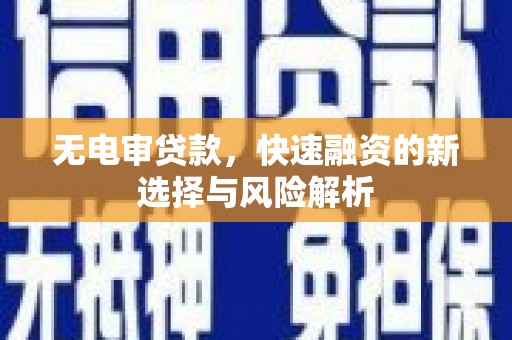 永善无电审贷款，快速融资的新选择与风险解析