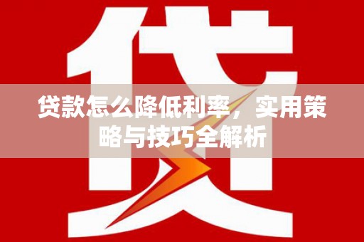 永善贷款怎么降低利率，实用策略与技巧全解析